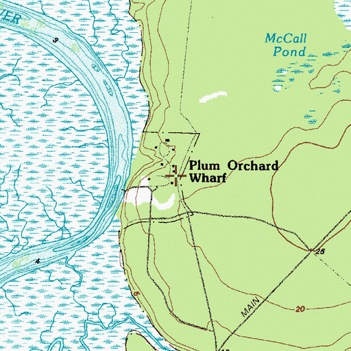 Topographic Map of Plum Orchard Wharf, GA