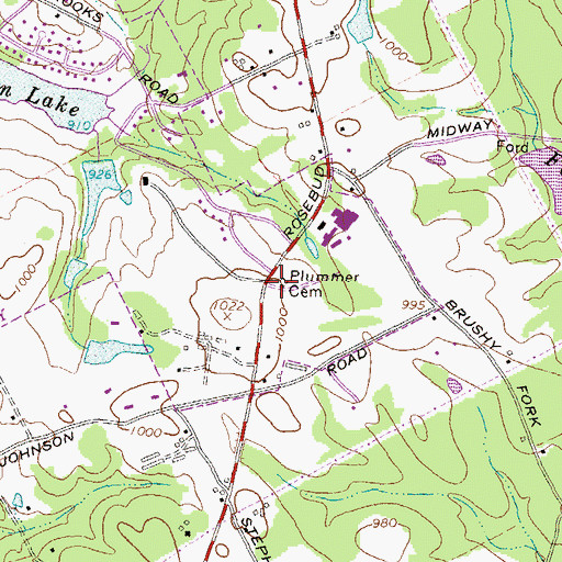 Topographic Map of Plummer Cemetery, GA