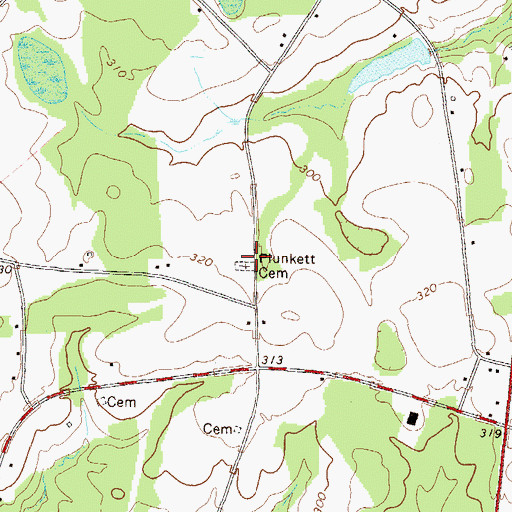 Topographic Map of Plunkett Cemetery, GA