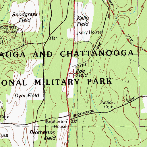 Topographic Map of Poe Field, GA