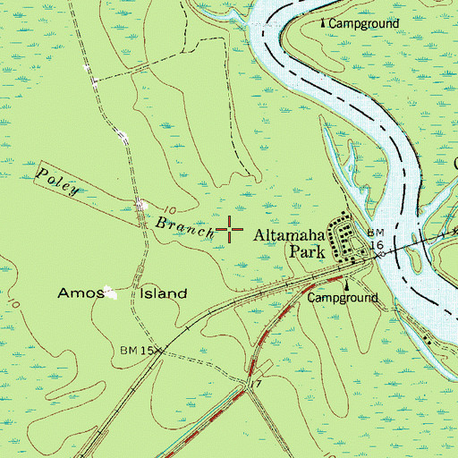 Topographic Map of Poley Branch, GA
