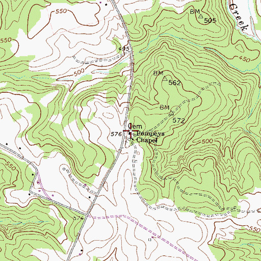 Topographic Map of Pompeye Chapel, GA