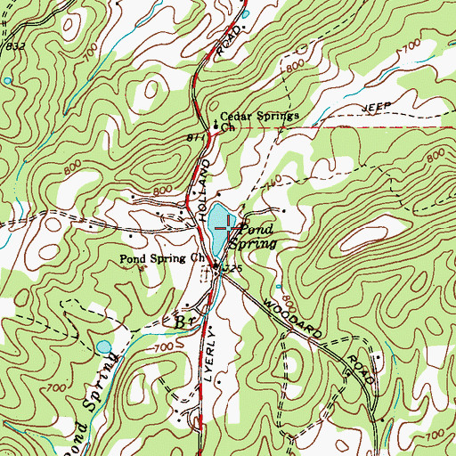 Topographic Map of Pond Spring, GA