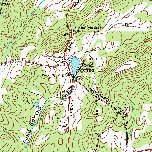 Topographic Map of Pond Spring Church, GA