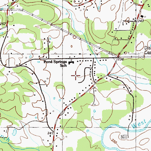 Topographic Map of Pond Springs School, GA