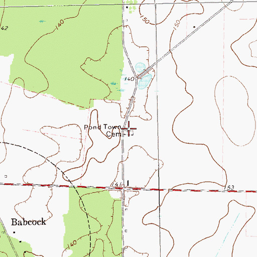 Topographic Map of Pond Town Cemetery, GA