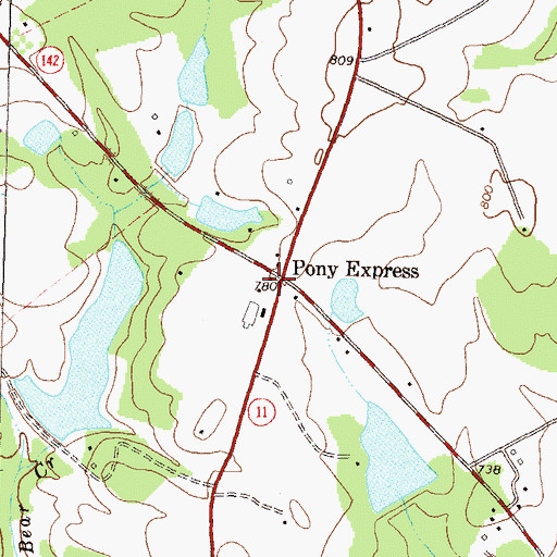 Topographic Map of Pony Express, GA