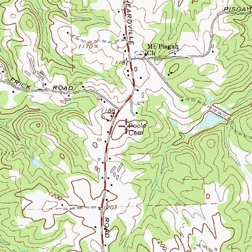 Topographic Map of Poole Cemetery, GA