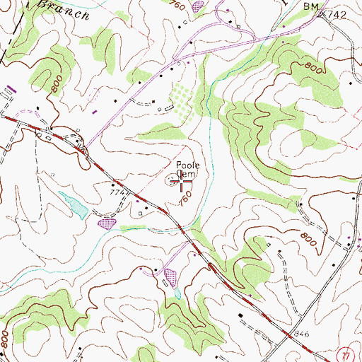 Topographic Map of Poole Cemetery, GA