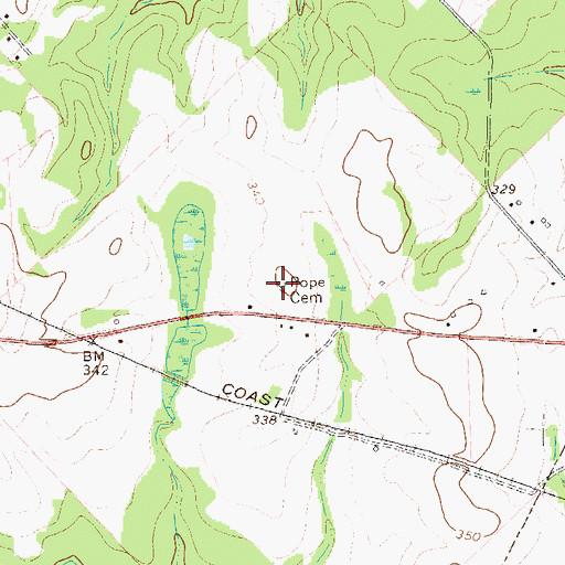 Topographic Map of Pope Cemetery, GA
