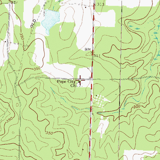 Topographic Map of Pope City Church, GA