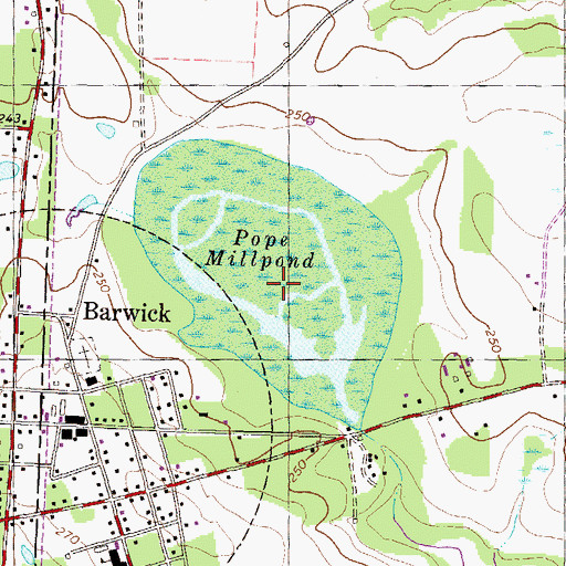 Topographic Map of Pope Millpond, GA