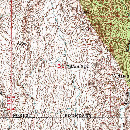 Topographic Map of Mud Spring, AZ