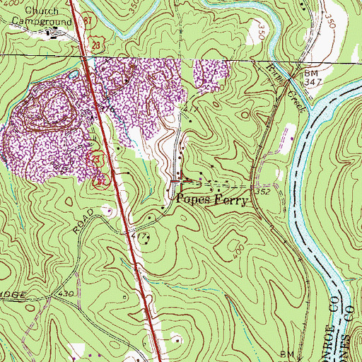 Topographic Map of Popes Ferry, GA