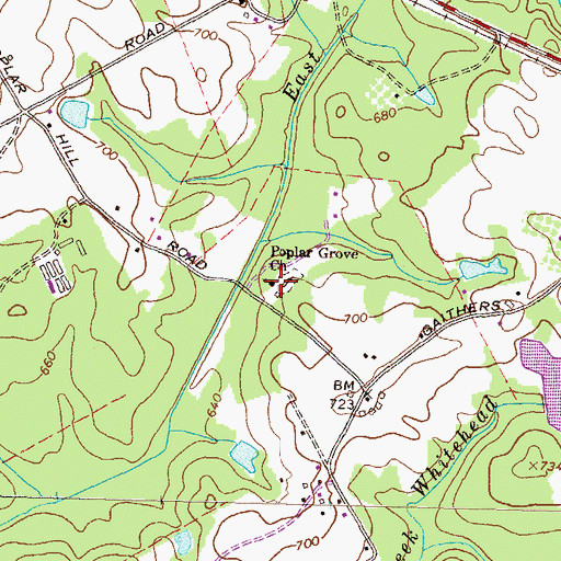 Topographic Map of Poplar Grove Church, GA