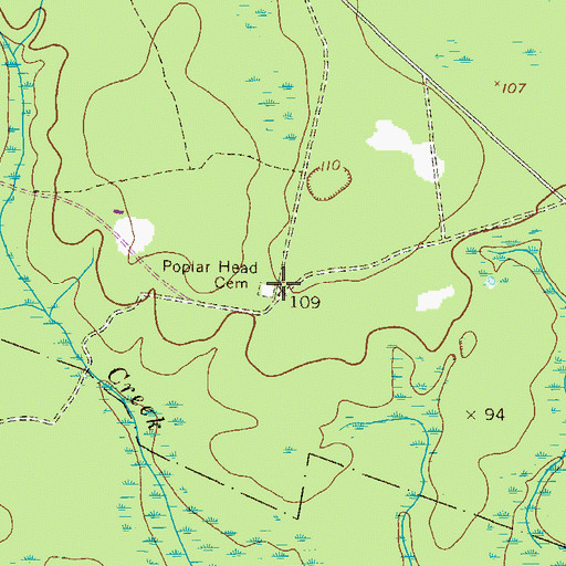 Topographic Map of Poplar Head Cemetery, GA