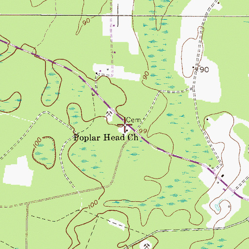 Topographic Map of Poplar Head Church, GA