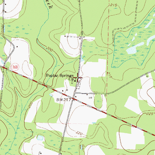 Topographic Map of Poplar Springs Church, GA