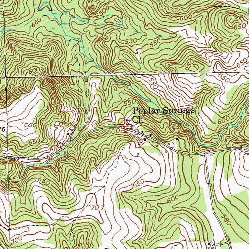 Topographic Map of Poplar Springs Church, GA