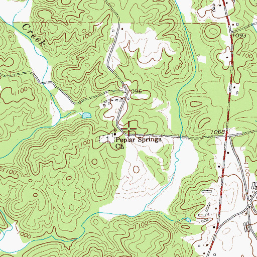 Topographic Map of Poplar Springs Church, GA