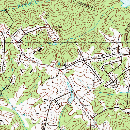 Topographic Map of Poplar Springs Church, GA
