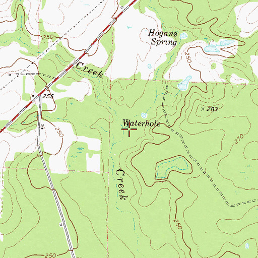 Topographic Map of Poplars Creek, GA