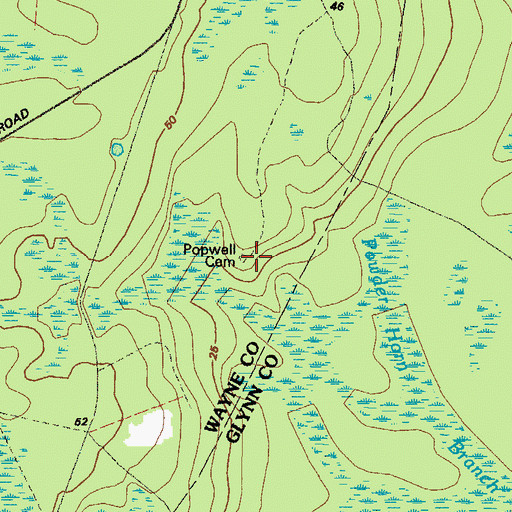 Topographic Map of Popwell Cemetery, GA
