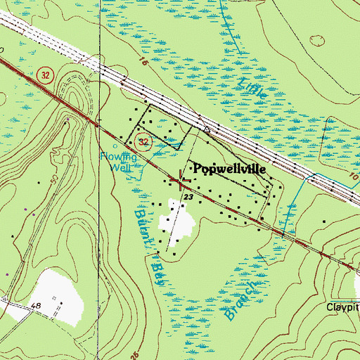 Topographic Map of Popwellville, GA