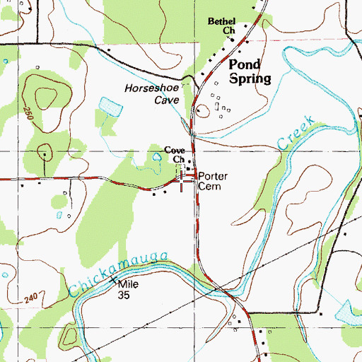 Topographic Map of Porter Cemetery, GA