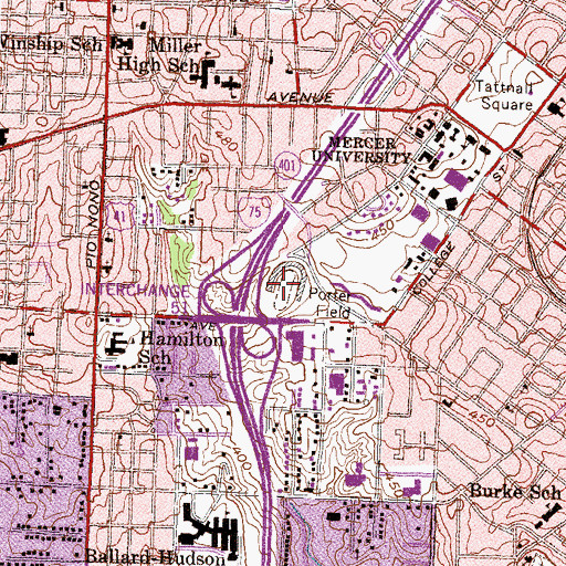 Topographic Map of Porter Field, GA