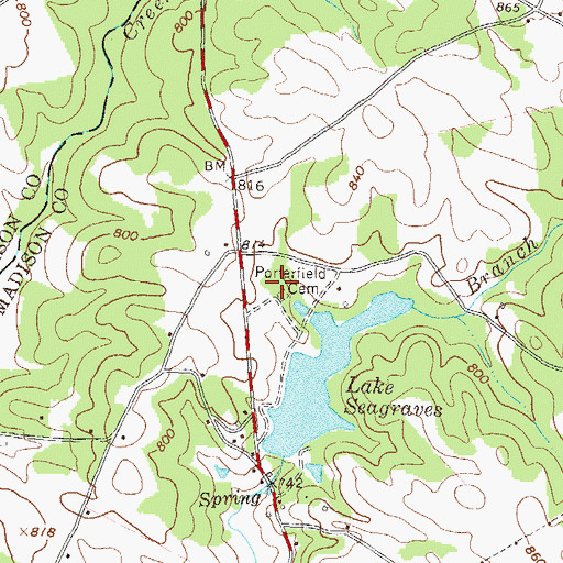 Topographic Map of Porterfield Cemetery, GA
