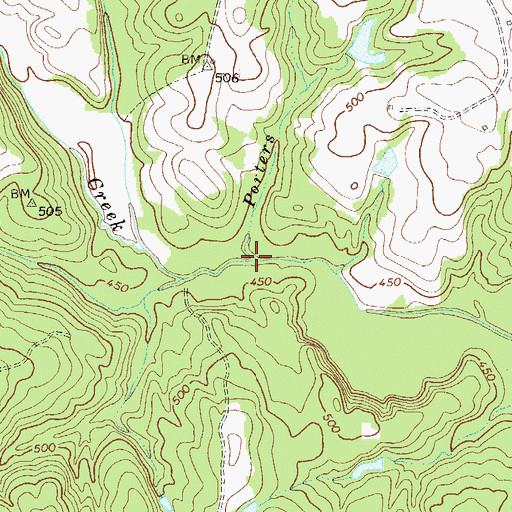 Topographic Map of Porters Branch, GA
