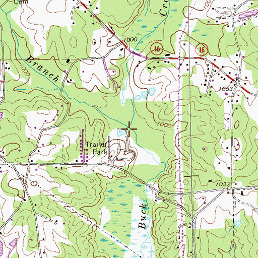 Topographic Map of Possum Branch, GA