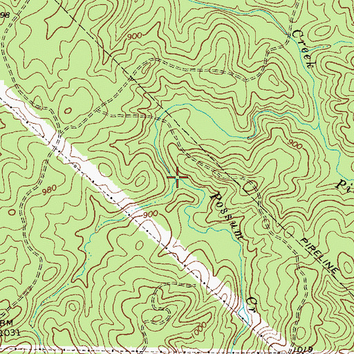 Topographic Map of Possum Creek, GA