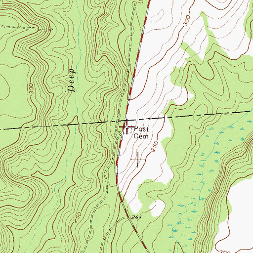 Topographic Map of Post Cemetery, GA