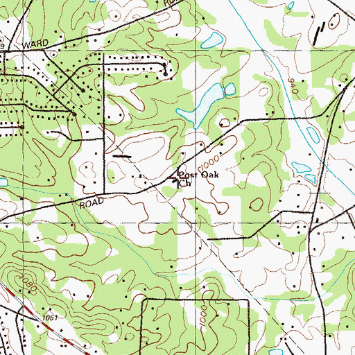 Topographic Map of Post Oak Baptist Church, GA