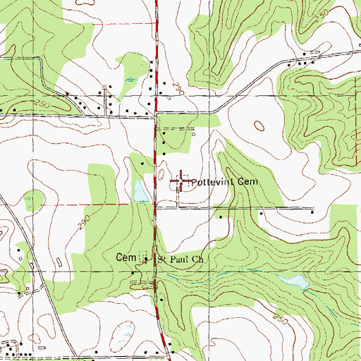 Topographic Map of Pottevint Cemetery, GA