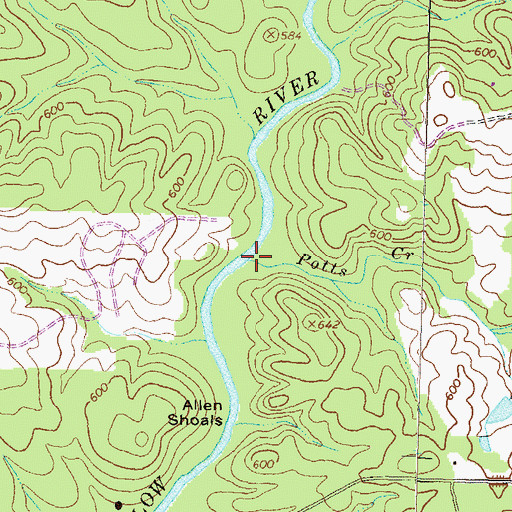 Topographic Map of Potts Creek, GA