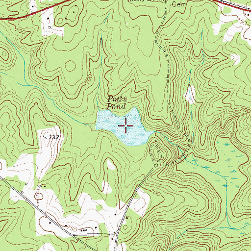 Topographic Map of Potts Pond, GA