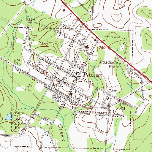 Topographic Map of Poulan, GA