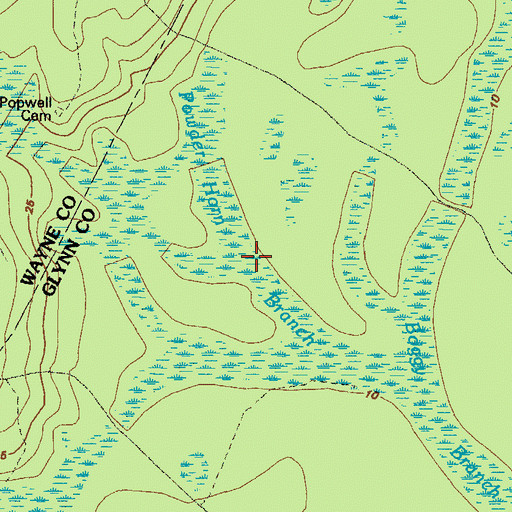 Topographic Map of Powder Horn Branch, GA