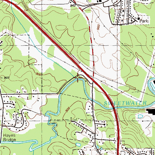 Topographic Map of Powder Springs Creek, GA