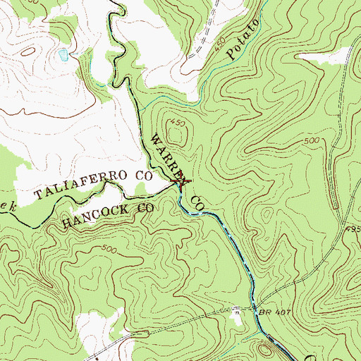 Topographic Map of Powell Creek, GA