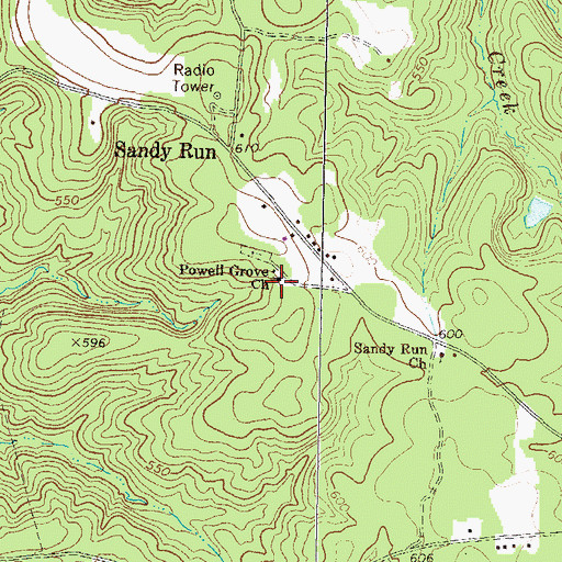 Topographic Map of Powell Grove Church, GA