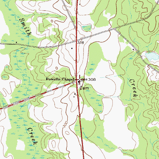 Topographic Map of Powells Chapel, GA