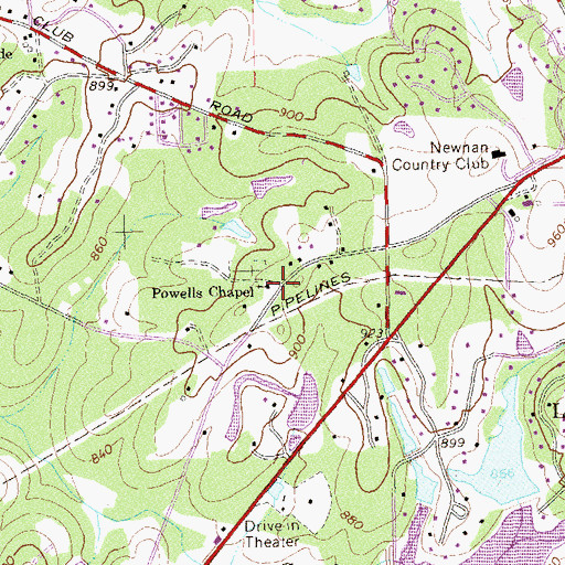 Topographic Map of Powell Chapel Methodist Church, GA