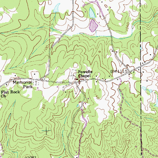 Topographic Map of Powells Chapel, GA