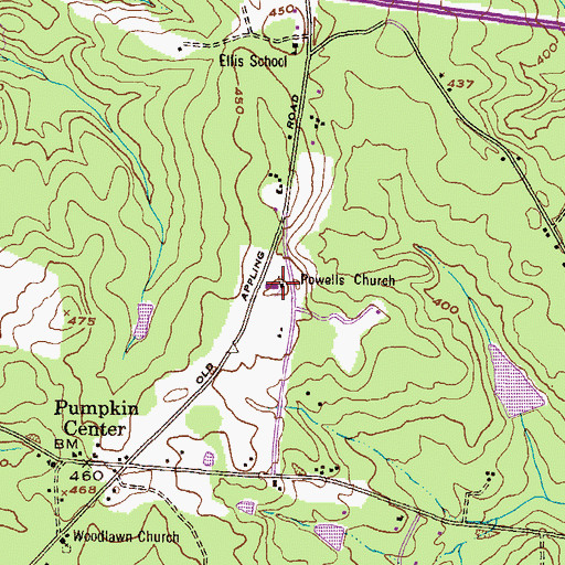 Topographic Map of Powells Church, GA