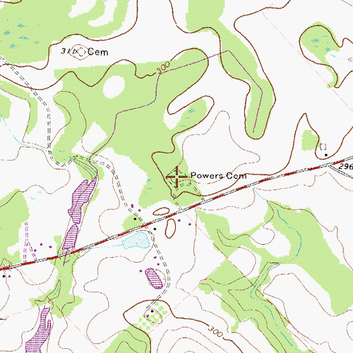 Topographic Map of Powers Cemetery, GA
