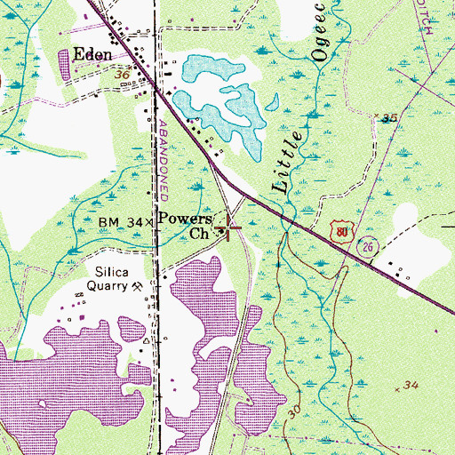 Topographic Map of Powers Church, GA